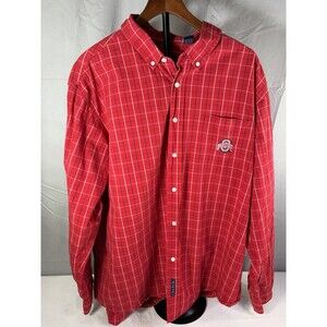 Crable Mens Ohio State Buckeyes Red Plaid Button Down Shirt Sz. XXL, Very Nice